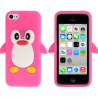 Coque silicone cartoon Pingouin pour iphone 5 et 5S rose