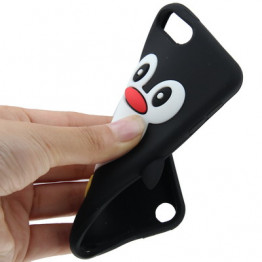 Coque silicone cartoon Pingouin pour iphone 5 et 5S noire