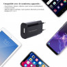 Chargeur secteur vers USB noir 5V 2A pour iPhone iPod Samsung Huawei Honor 7 Nokia LG