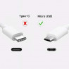Cable de charge + data usb male vers micro usb male coudé 1 mètre blanc pour tablettes et smartphones