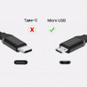 Cable de charge + data usb male vers micro usb male coudé 3 mètres noir pour tablettes et smartphones