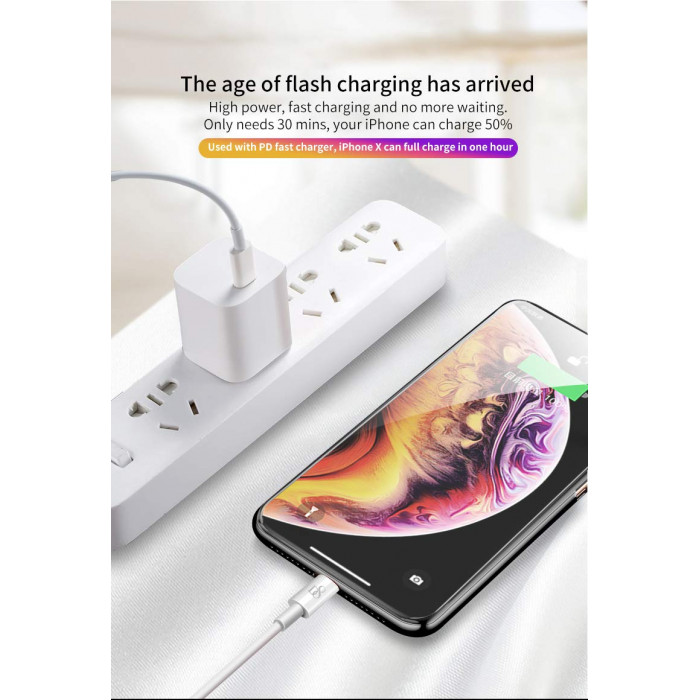Chargeur Apple 14 13 12 Charge rapide avec câble de 1,5 m, chargeur rapide  certifié avec câble, prise murale rapide de type C avec cordon pour iPhone
