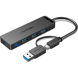 Hub USB Type C vers 4 ports USB 3.0 compatible avec MacBook Pro/Air, iPad Pro, Surface Pro, ordinateur portable, PC Vention