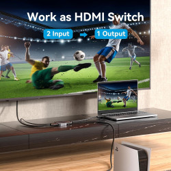 Commutateur HDMI 8K @ 60 Hz Répartiteur HDMI 2.1 2 entrées 1 sortie 4K@120 Hz 48 Gbit/s AKPH0 VENTION