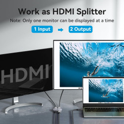 Commutateur HDMI 8K @ 60 Hz Répartiteur HDMI 2.1 2 entrées 1 sortie 4K@120 Hz 48 Gbit/s AKPH0 VENTION