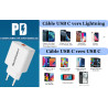 Chargeur rapide PD 20W blanc + cable compatible iphone 15 15 Pro 15 Pro Max TechExpert